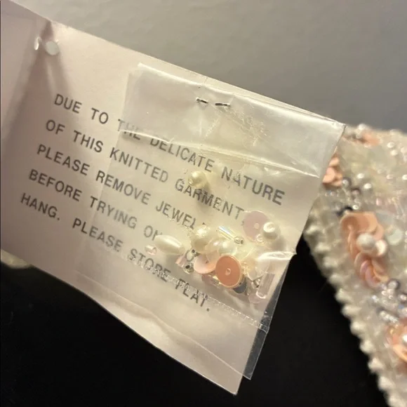 Vintage NWT P.A. international Ivory Sequin Embellished angora sweater XL 42” - Picture 4 of 12